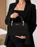Torebka handmade „Golden Noir” – elegancki kuferek z chwostem